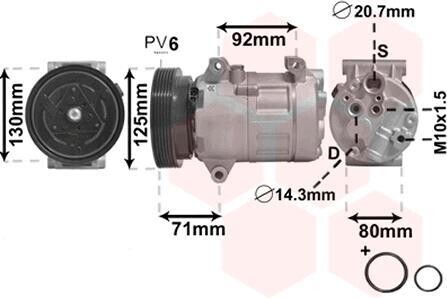 Компрессор кондиционера MEGANE/SCENIC 1.4/1.6 00- Van Wezel 4300K103