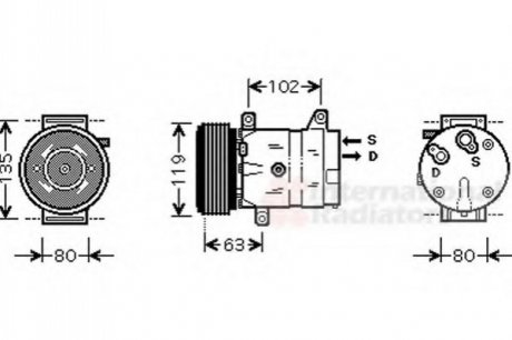 Компресор кондиціонера Renault Master II/Trafic II/Megane 1.9-2.5dCi 00- Van Wezel 4300K440 (фото 1)