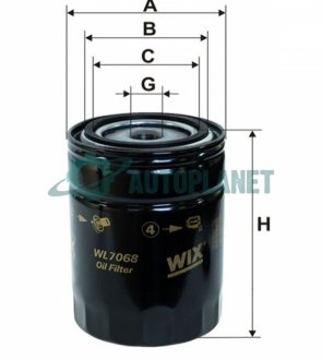 Фільтр масляний двигуна AUDI, VW /OP525 (вир-во -FILTERS UA) WIX FILTERS WL7068 (фото 1)