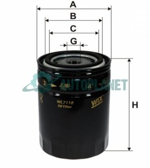 Фильтр масляный двигателя /OP563/1 (UA) WIX FILTERS WL7118 (фото 1)