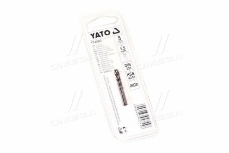 Сверло по металлу premium к нержам и высоколегам стали, литье 1.5 х 25 мм hss 4241 5 шт YATO YT-44203