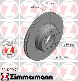 Тормозные диски передние ZIMMERMANN 150127920