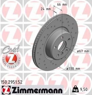 Тормозные диски Sport передние ZIMMERMANN 150295152 (фото 1)