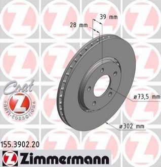 Тормозные диски передние ZIMMERMANN 155390220 (фото 1)