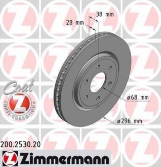 Гальмівні диски Coat Z передні ZIMMERMANN 200253020 (фото 1)
