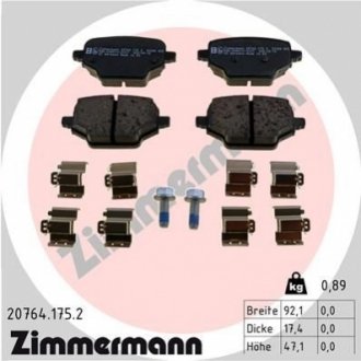 Колодки гальмівні (задні) Opel Combo 18-/Citroen Berlingo/Peugeot Partner 18- (TRW) ZIMMERMANN 20764.175.2