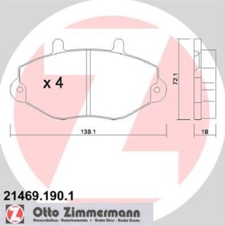 Гальмівні колодки дискові ZN ZIMMERMANN 21469.190.1