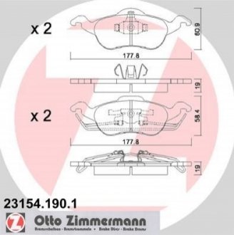 Колодки тормозные передние ZIMMERMANN 23154.190.1 (фото 1)