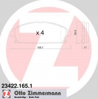 Тормозные колодки дисковые передние ZIMMERMANN 234221651