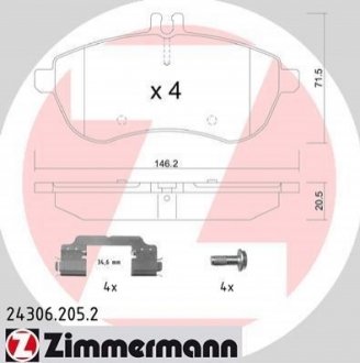 Колодки передние ZIMMERMANN 24306.205.2 (фото 1)