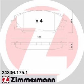 Колодки гальмівні дискові, к-кт ZIMMERMANN 24336.175.1