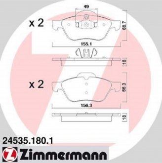 Тормозные колодки дисковые передние ZIMMERMANN 245351801