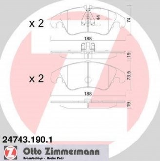 Тормозные колодки (передние) Audi A4 07-18/A5 07-/Q5 13-17 (LUCAS-GIRLING) ZIMMERMANN 24743.190.1