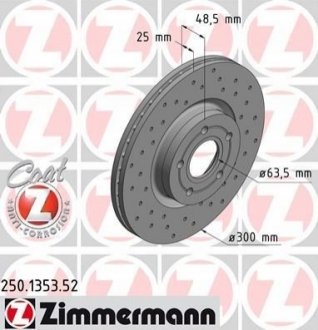 Гальмівні диски передні ZIMMERMANN 250135352 (фото 1)