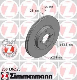 Гальмівні диски Coat Z передні ZIMMERMANN 250136220 (фото 1)