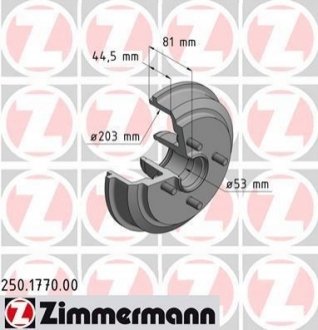 Тормозные барабаны задние ZIMMERMANN 250177000 (фото 1)