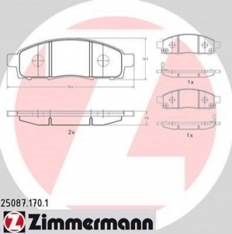 Колодки гальмівні (передні) Nissan NV200 10- (Tokico) ZIMMERMANN 25087.170.1