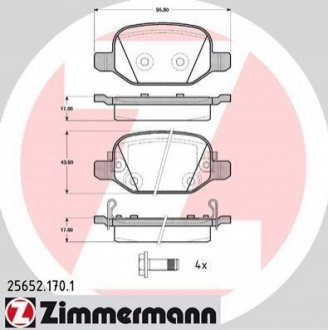 Тормозные колодки дисковые без аксессуаров. ZIMMERMANN 256521701