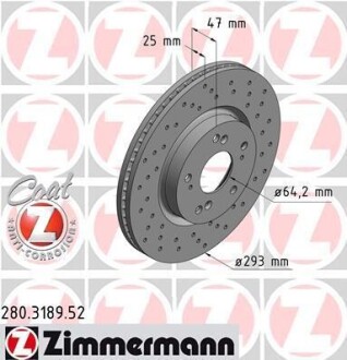 Диск гальмівний ZIMMERMANN 280.3189.52