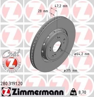 Тормозные диски ZIMMERMANN 280319120