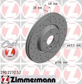 Тормозные диски ZIMMERMANN 290227252 (фото 1)