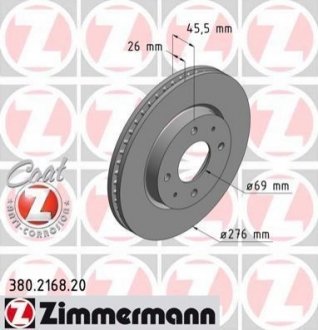 Тормозные диски передние ZIMMERMANN 380216820 (фото 1)