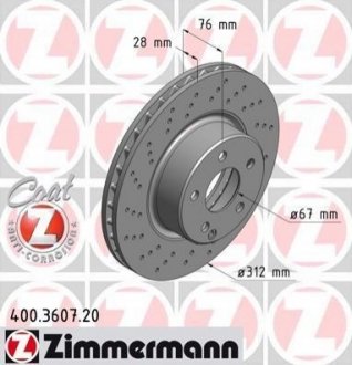 Гальмівні диски передні ZIMMERMANN 400360720 (фото 1)