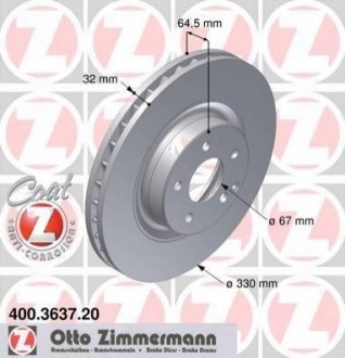 Гальмівні диски передні ZIMMERMANN 400363720 (фото 1)