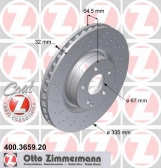 Гальмівні диски передні ZIMMERMANN 400365920 (фото 1)