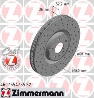 Гальмівні диски передній правий ZIMMERMANN 460155552 (фото 1)
