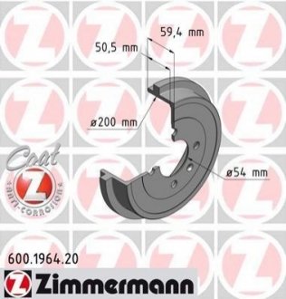 Тормозные барабаны Coat Z задние ZIMMERMANN 600196420