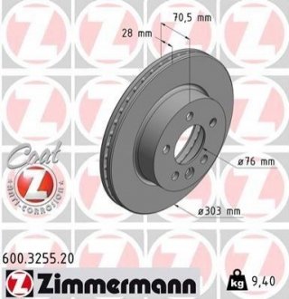 Гальмівні диски передні ZIMMERMANN 600325520