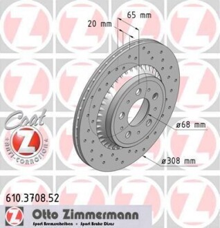 Диск гальмівний ZIMMERMANN 610.3708.52