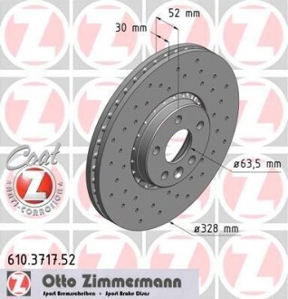 Диск гальмівний ZIMMERMANN 610.3717.52